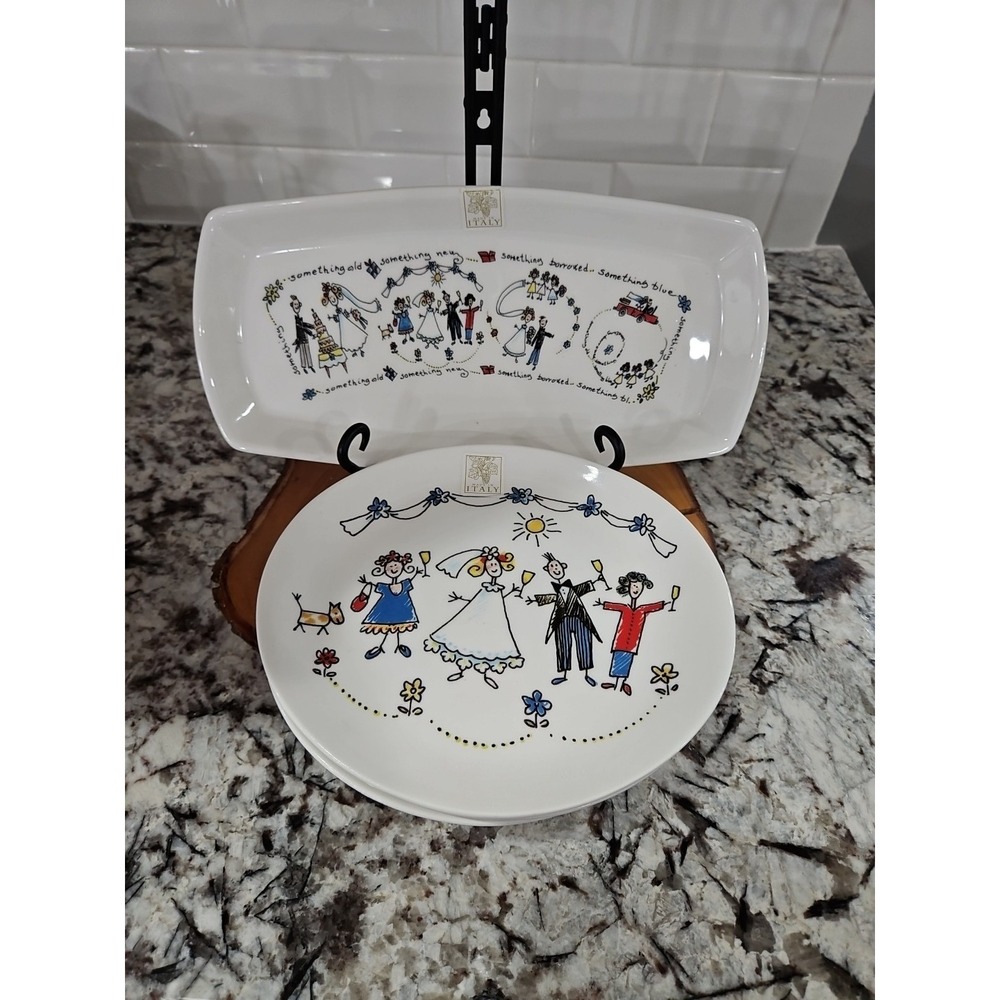 Opificio Etico‎ - SET OF 5- 1 Serving Platter 12.5 inc , 4 Plates 8.5 Inc